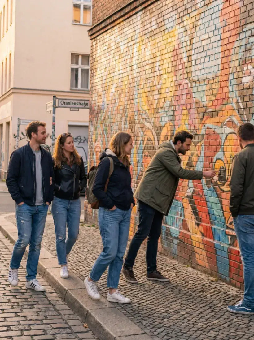 Team auf einer Street-Art-Tour in der Oranienstraße, Berlin