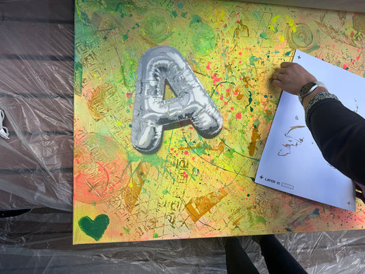 3D Silver Folie Balloon Stencil - Brain2Canvas