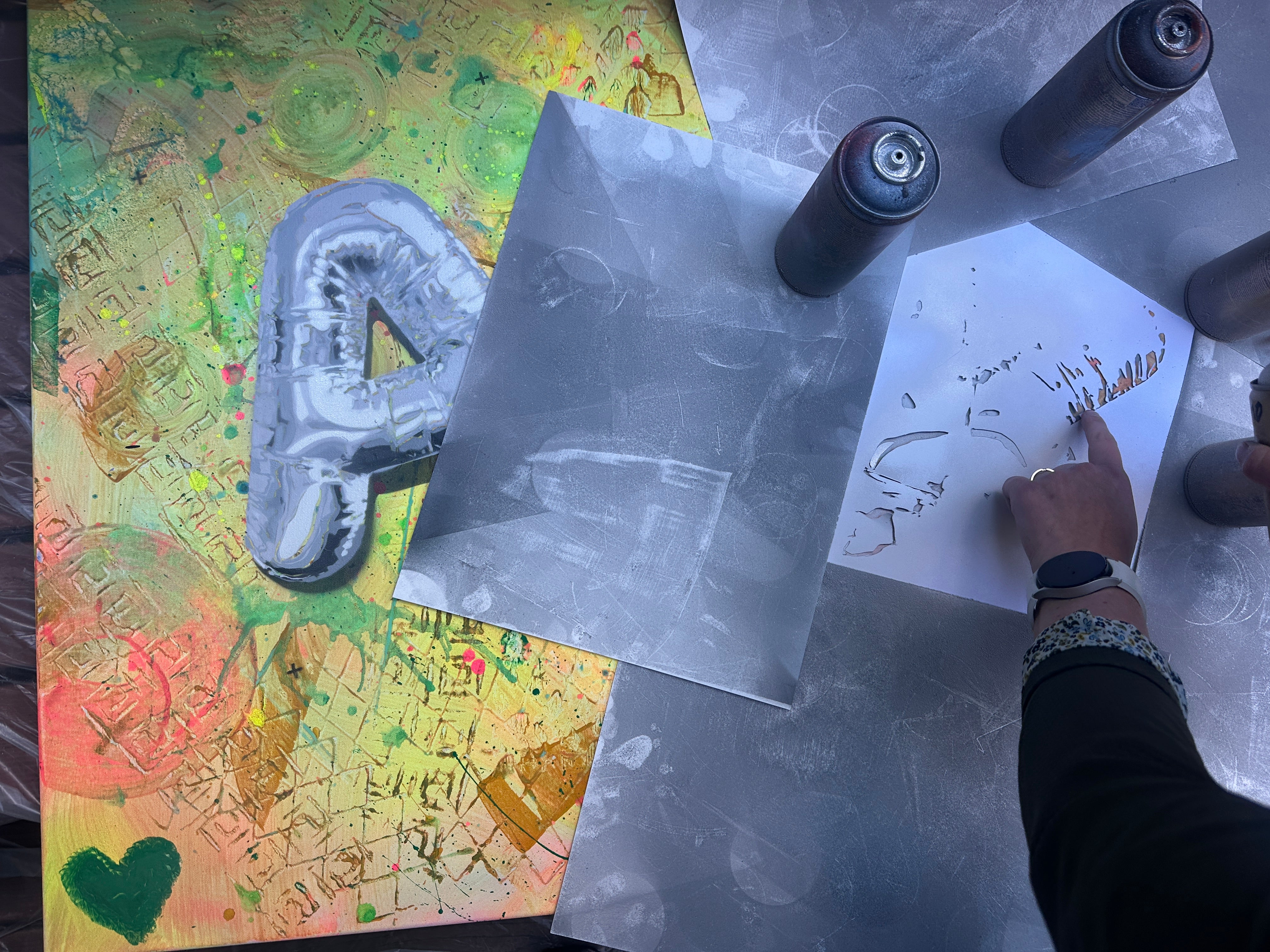 3D Silver Folie Balloon Stencil - Brain2Canvas