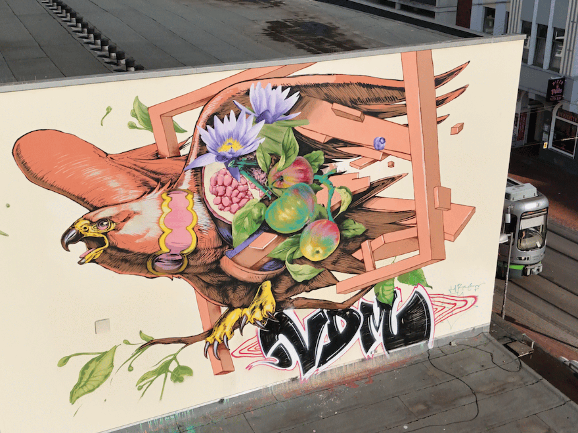 Street-Art-Wand mit buntem Graffiti in Linden, Hannover