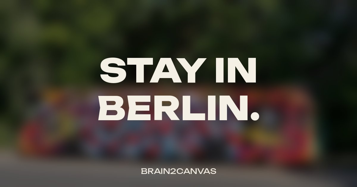 Blurred photo of a fully sprayed bus at the BVG team event in Berlin with the words Stay in Berlin.