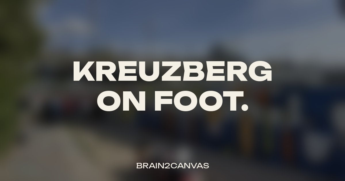 Blurred photo of a legal graffiti wall in Berlin with the words Kreuzberg on foot.